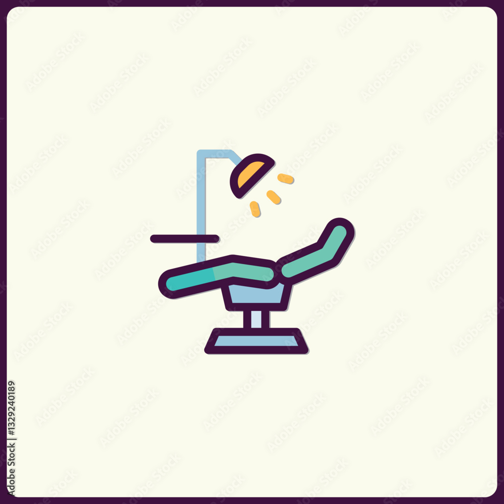 Detailed Dentist Chair Icon with Operating Lamp for Medical Concepts Detailed Dentist Chair Icon with Operating Lamp for Medical Concepts