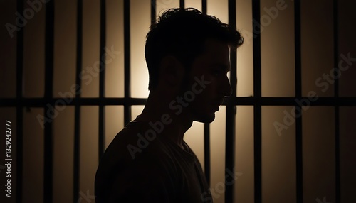 Silhouette of person in jail