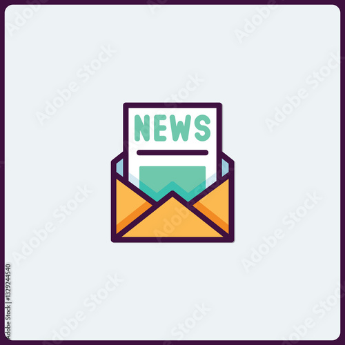 Stylized envelope illustration containing breaking news information Icon