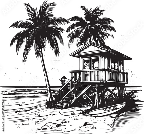 Lifeguard station vector illustration