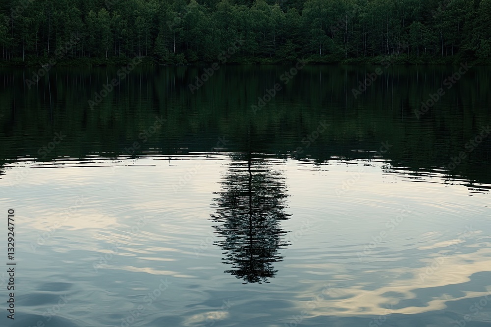 Tranquil lake reflecting a forest Tranquil lake reflecting a forest