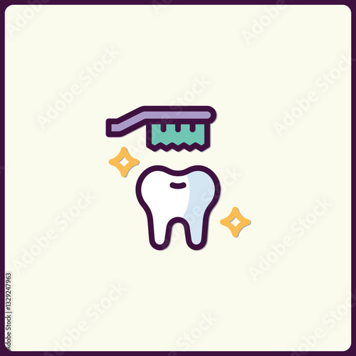 Charming dental hygiene icon with sparkling effects for health projects