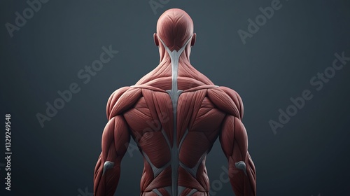 Human Muscular Anatomy: Posterior View of Upper Body photo