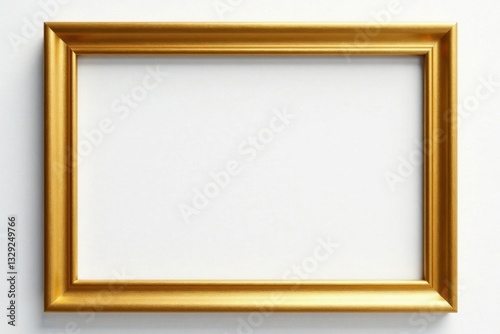 Sleek gold photo frame, pure white background , frame mockup, white