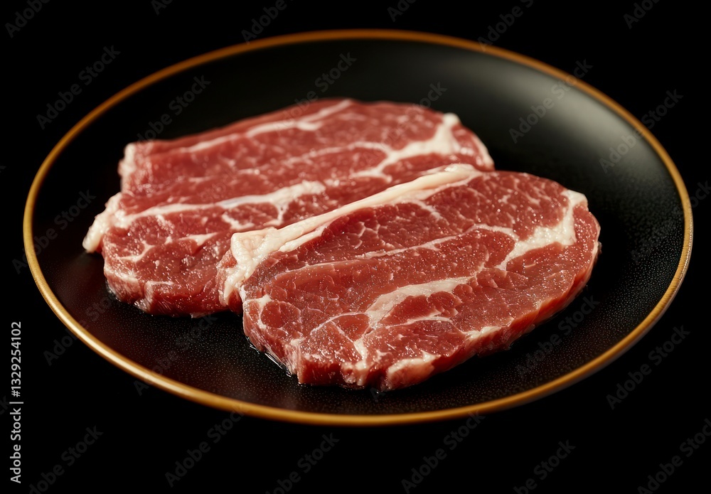 Raw Chuck Eye Steak on Plate Ready for Cooking Preparation Raw Chuck Eye Steak on Plate Ready for Cooking Preparation