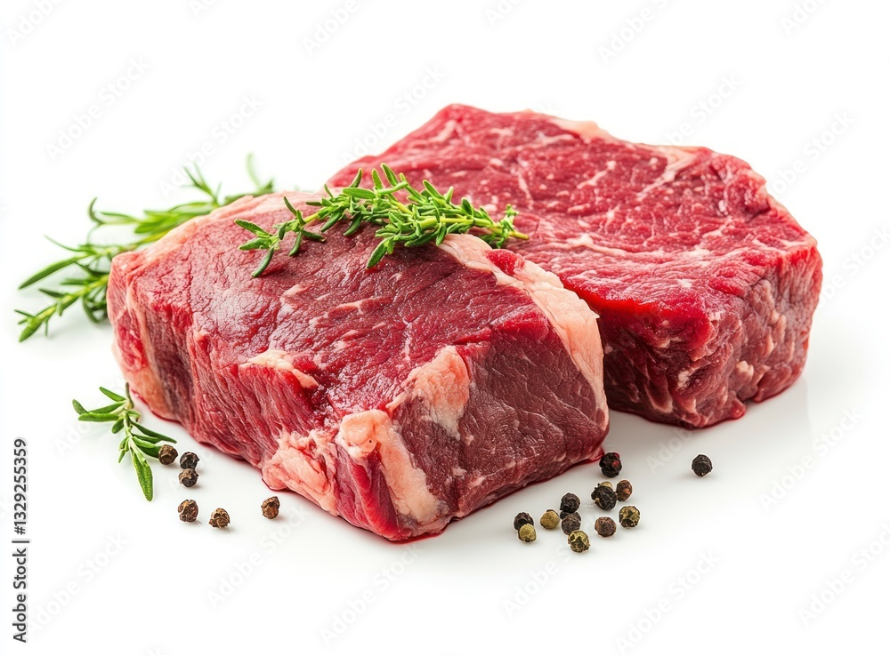 Fresh Raw Beef Steaks with Rosemary and Peppercorns Ready to Cook Fresh Raw Beef Steaks with Rosemary and Peppercorns Ready to Cook