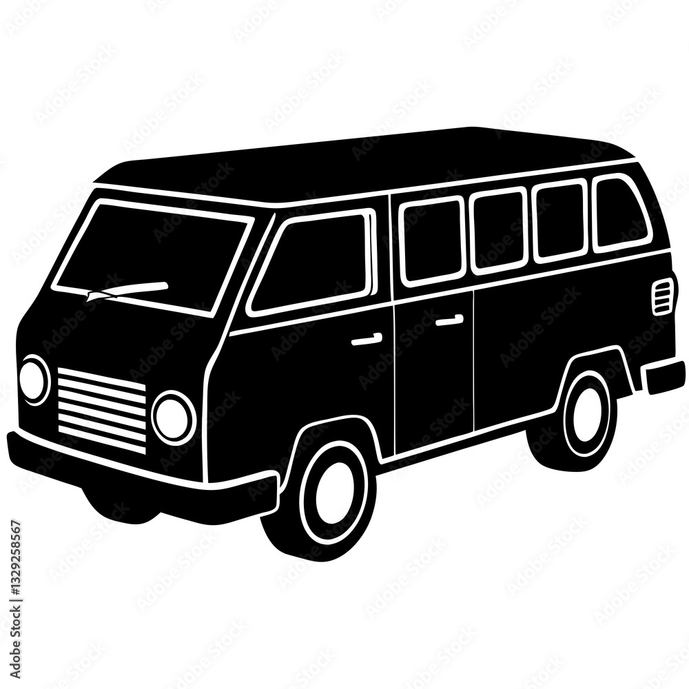 Van black silhouette vector, Simple silhouette Design vector icon with white background. Transport vector illustration Van black silhouette vector, Simple silhouette Design vector icon with white background. Transport vector illustration