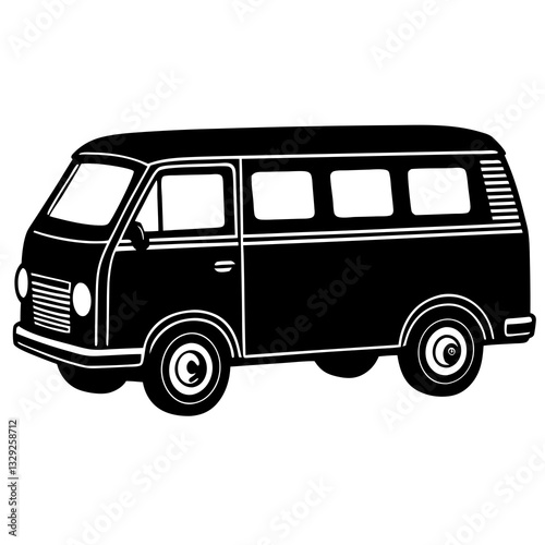 Van black silhouette vector, Simple silhouette Design vector icon with white background. Transport vector illustration 