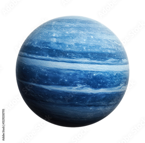 Majestic blue exoplanet with swirling atmosphere and starry details, cut out