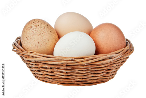 Wallpaper Mural Basket of fresh brown and white eggs in a woven basket, cut out Torontodigital.ca