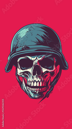 Military Skull with Helmet Vector Illustration for Graphic Design