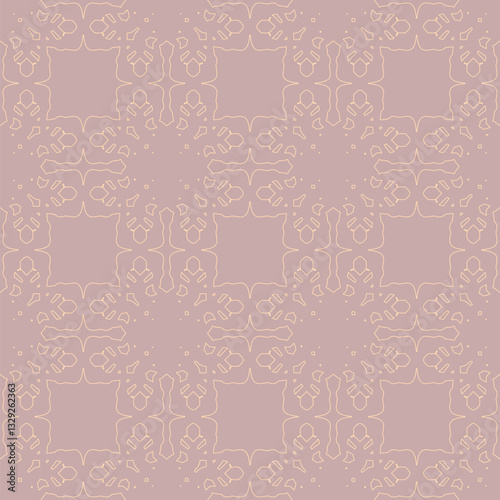 Seamless ornate pattern. Lace, doilies. Taupe and Light beige colors. Intricate details. Symmetrical design. Vintage style. Decorative motif. Seamless texture. Flat vector.