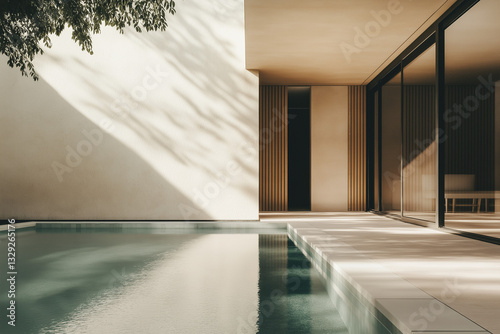 Luxury Modern Backyard with Minimalist Pool and Wooden Accents