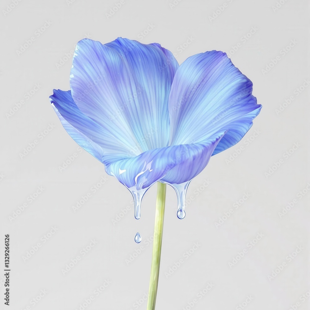 Obraz premium A blue flower with water droplets on it