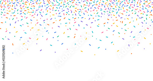 Colorful sprinkles banner background, colorful falling decorative sprinkles background