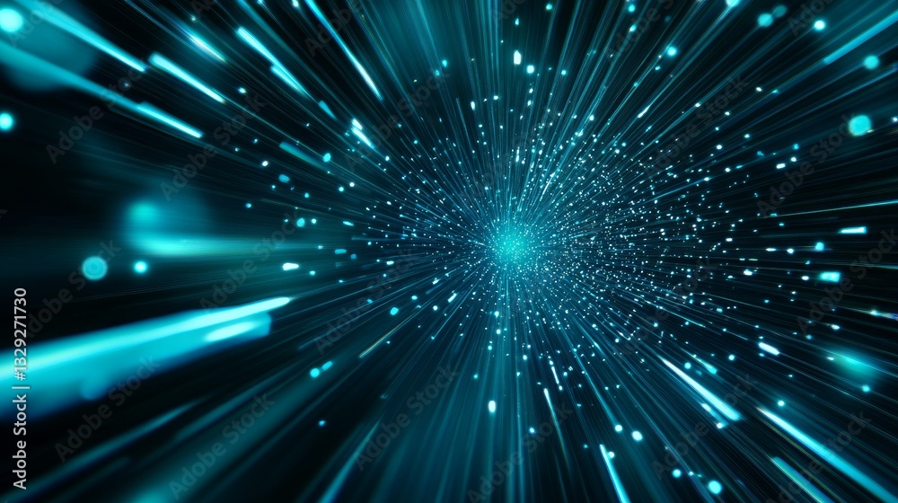 Abstract representation of light beams radiating outward, creating a sense of depth and motion