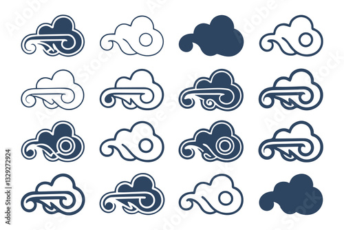 Hand Drawn Doodle Wind and Air Motion Sketch Set. Abstract Swirls, Smoke Flow, and Line Art Elements Vector Graphic Clipart Isolated Illustration