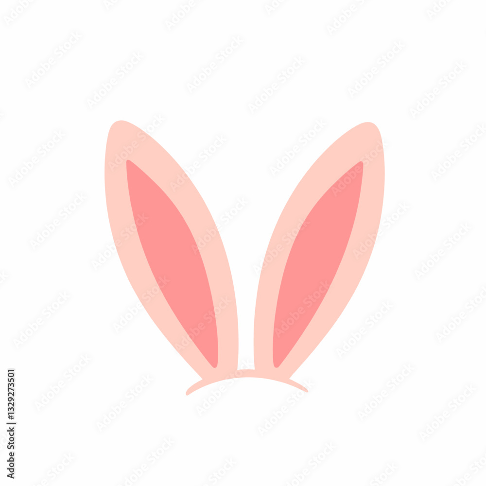 Bunny ears illustration with flat colors on white background, playful design Bunny ears illustration with flat colors on white background, playful design