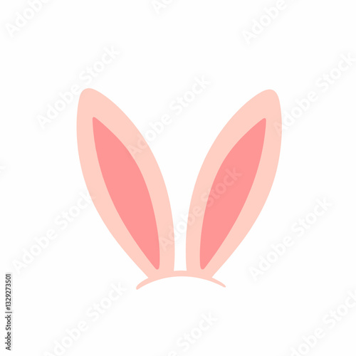 Bunny ears illustration with flat colors on white background, playful design