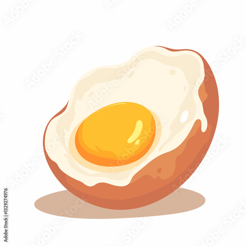 Stylized egg with yolk on white background, culinary creativity