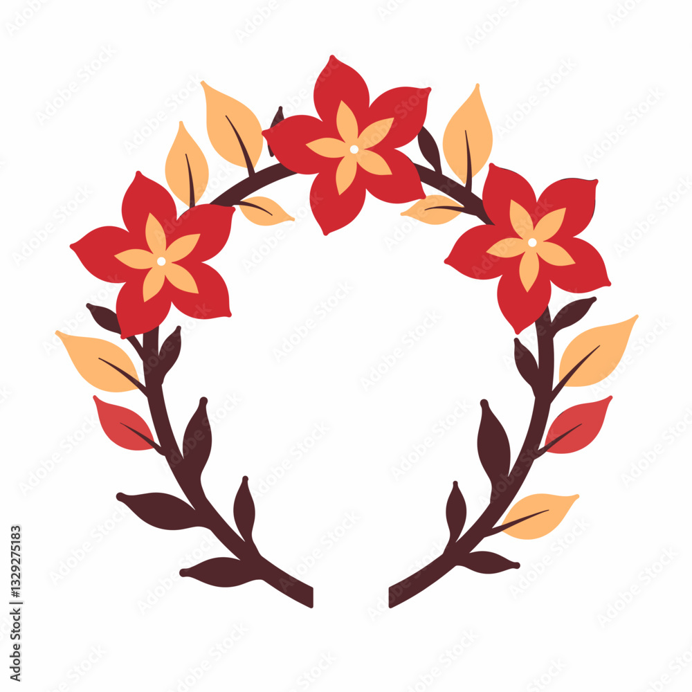 Obraz premium Colorful flower crown design on white background, beauty and nature