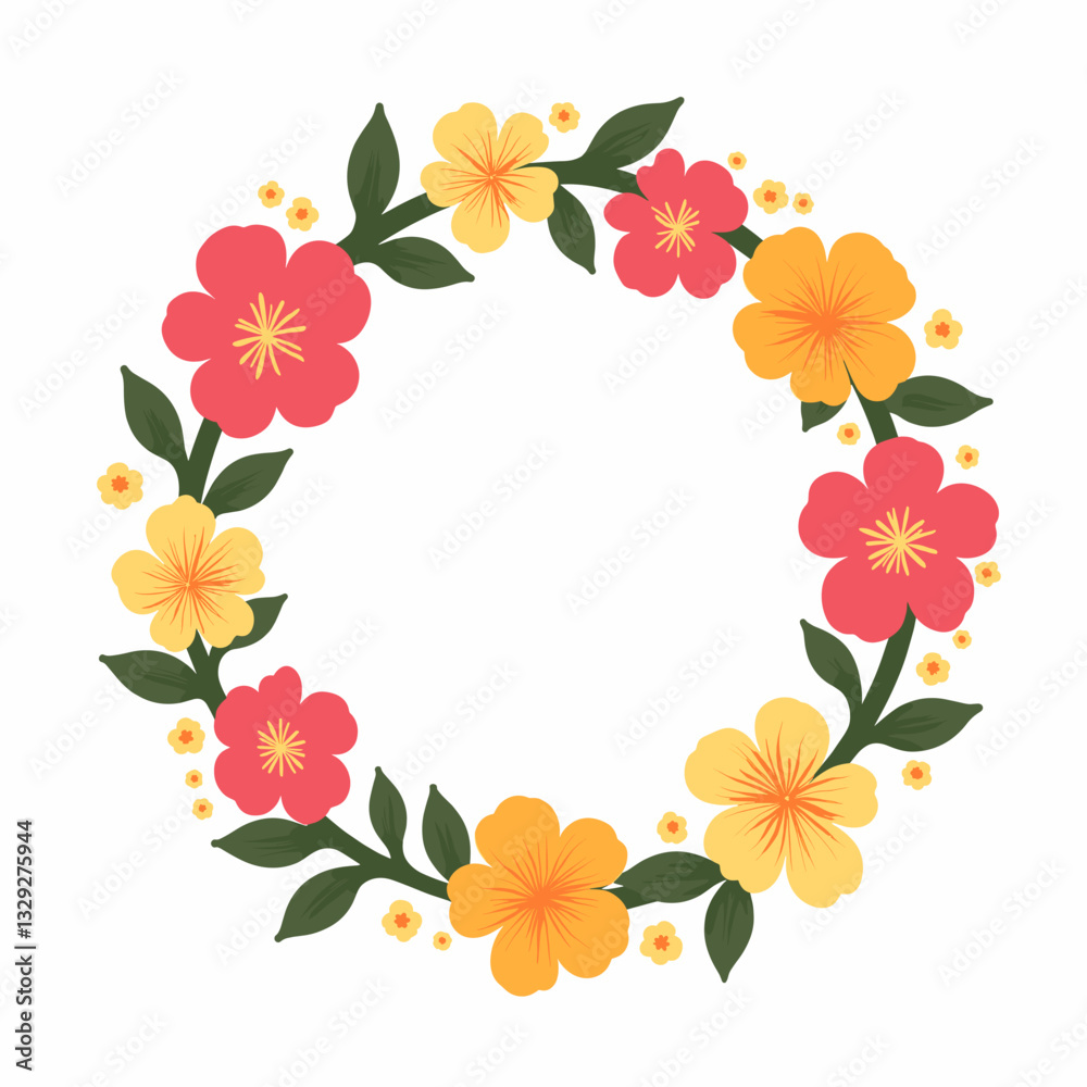 Obraz premium Colorful spring wreath design with flowers, floral decoration