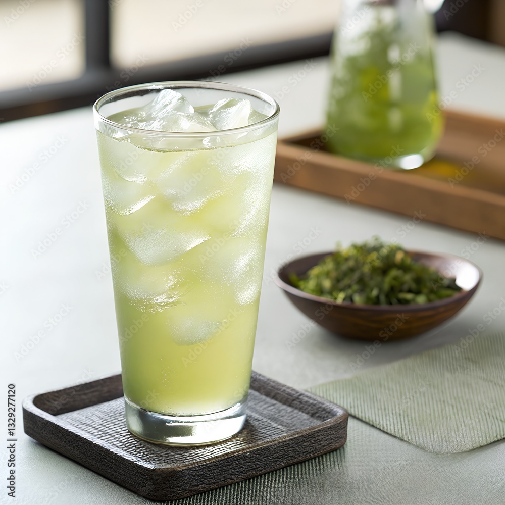 Simple and Elegant Iced Genmaicha Tea with Ice – A Minimalist and Refreshing Japanese Green Tea Infusion, Perfect for Hydration and Enjoying the Unique Nutty Aroma of Toasted Rice
Simple and Elegant Iced Genmaicha Tea with Ice – A Minimalist and Refreshing Japanese Green Tea Infusion, Perfect for Hydration and Enjoying the Unique Nutty Aroma of Toasted Rice