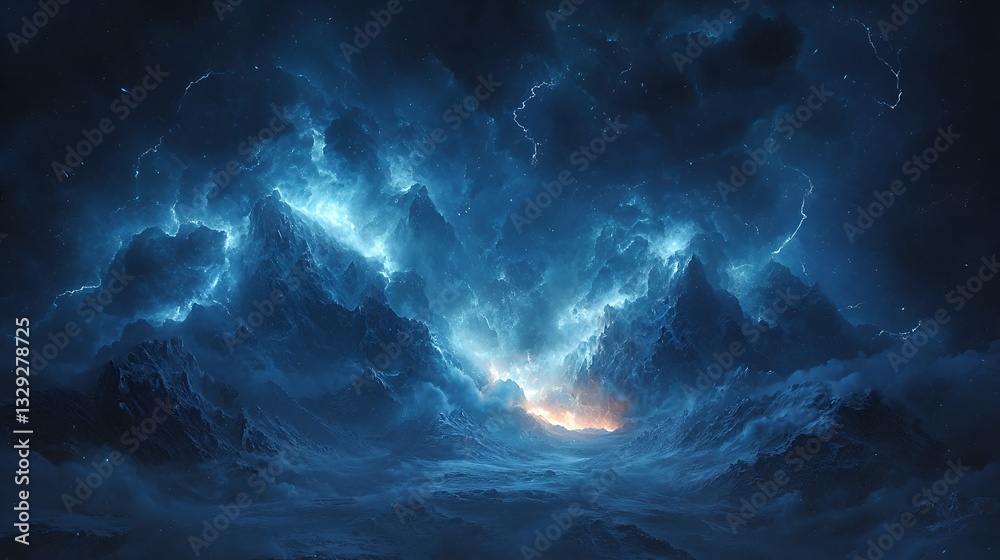 Stormy mountain pass at night Stormy mountain pass at night