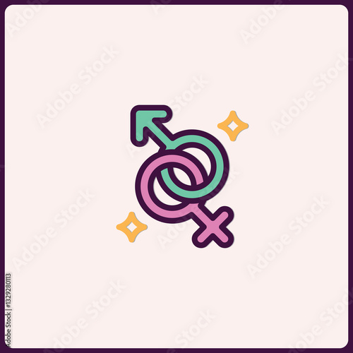 Intertwined gender symbols representing connection and harmonious relationships
