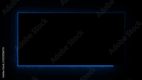 Abstract glowing neon rectangle border frame. Glowing neon fire rectangle border frame animation on black background	