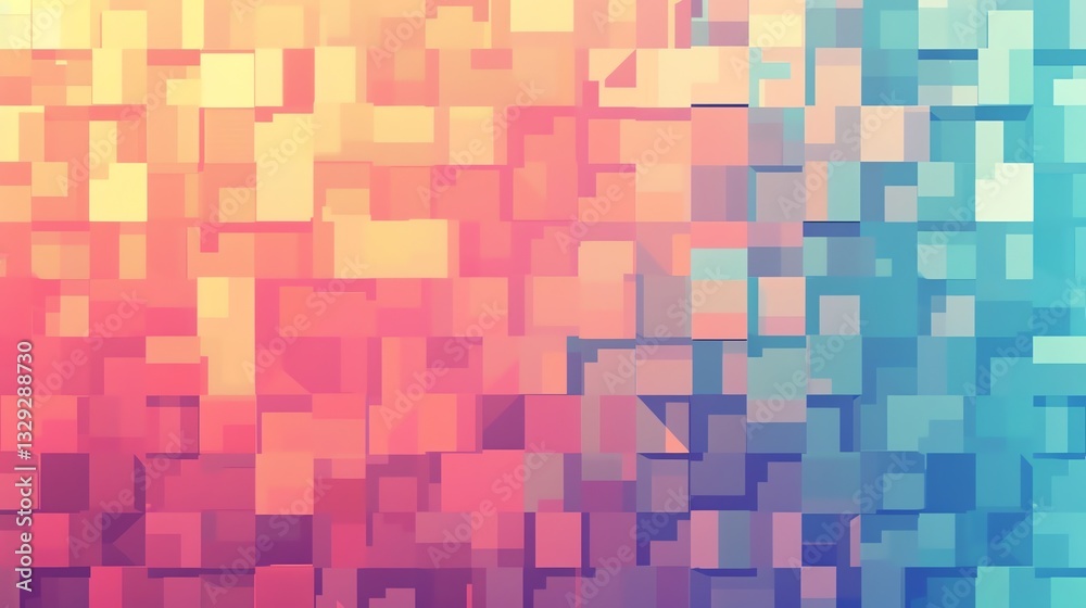 Abstract geometric background of overlapping squares in various shades of pink, blue, and yellow. Abstract geometric background of overlapping squares in various shades of pink, blue, and yellow.