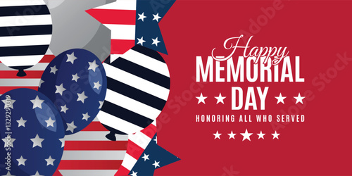 Happy Memorial Day banner. National american holiday. American flag.memorial day lettering banner. in honor of our heroes. hand drawn text with stars for memorial day in usa.