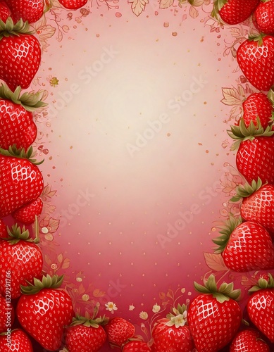 background border of strawberries with space in middle for copy text 
