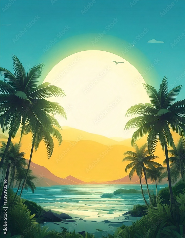 sunset and palm trees with copy space sunset and palm trees with copy space
