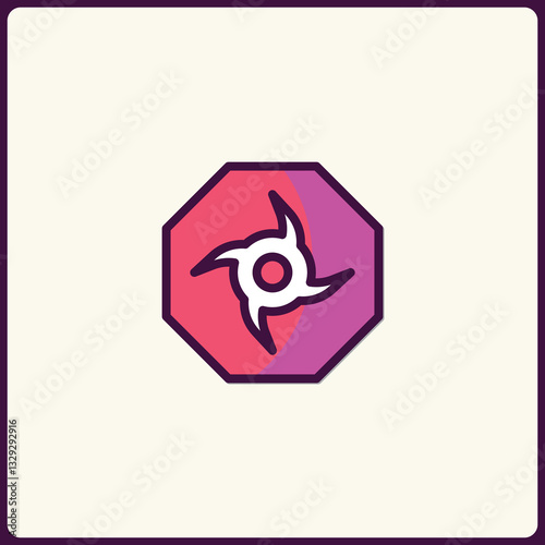 Abstract geometric icon featuring dynamic swirls and bold color contrasts