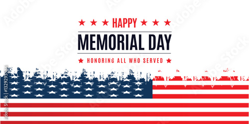 Happy Memorial Day banner. National american holiday. American flag.memorial day lettering banner. in honor of our heroes. hand drawn text with stars for memorial day in usa.