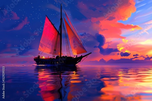 Embark on a cosmic voyage with this stunning image of an Astral ship sailing through the Milky Way, leaving a trail of luminous mist Discover celestial navigation redefined as this ethereal vessel