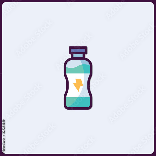 Illustrative bottle symbol with energy icon representing revitalization drink