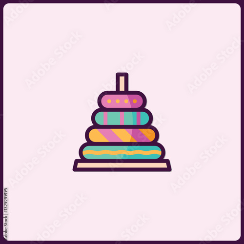 Stylized flat vector illustration of a stacking toy rings for children