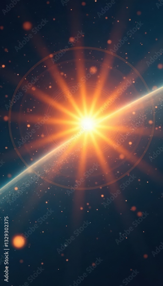 Fototapeta premium Intense sunburst captured through a clear lens, creating a mesmerizing effect , energy, dazzling