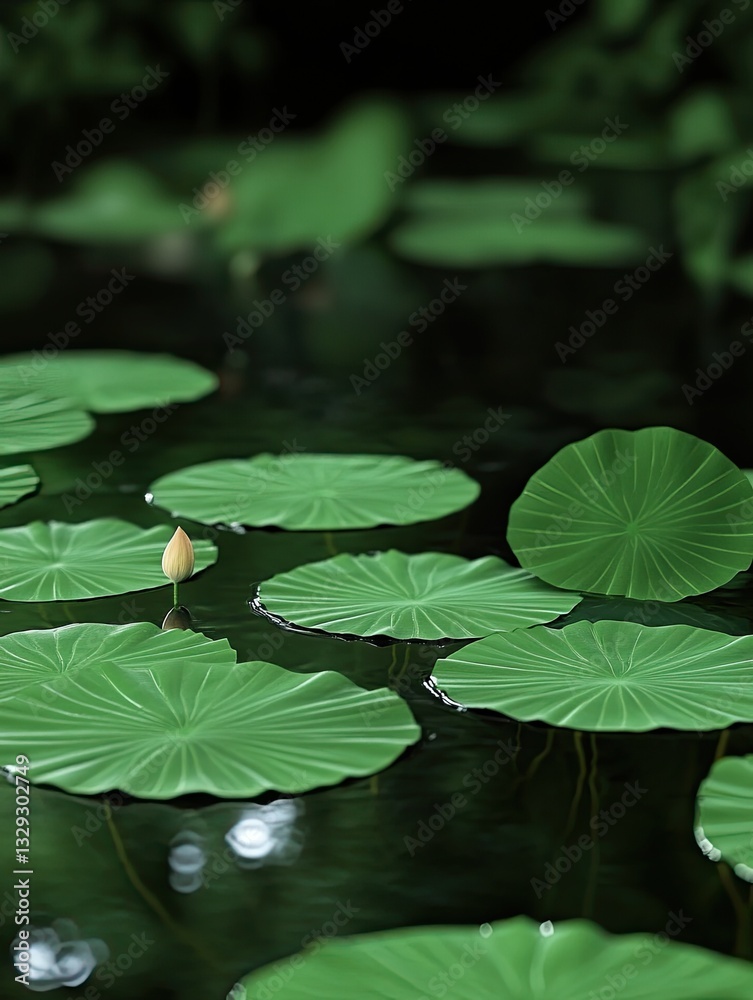 Tranquil Lotus Pond for Lush Green Leaves. Tranquil Lotus Pond for Lush Green Leaves.