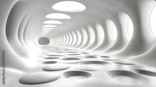 Abstract white tunnel interior