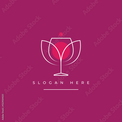 wineglass concept modern minimal logo design vector