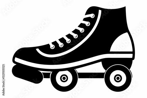 roller skate shoe line art silhouette vector illustration