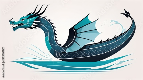 An illusory dragon boat at the Chinese Duanwu Festival
