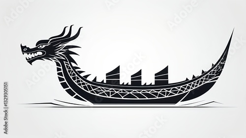 An illusory dragon boat at the Chinese Duanwu Festival