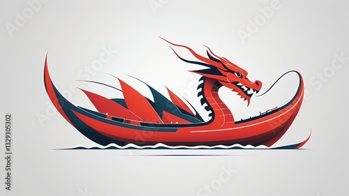 An illusory dragon boat at the Chinese Duanwu Festival