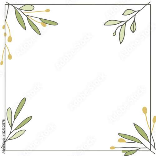 Elegant botanical frame with delicate leaves