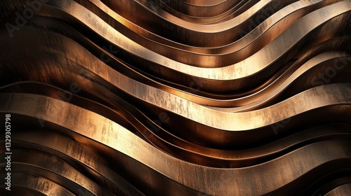 Abstract Brown Metallic Wave Pattern Background Texture Image