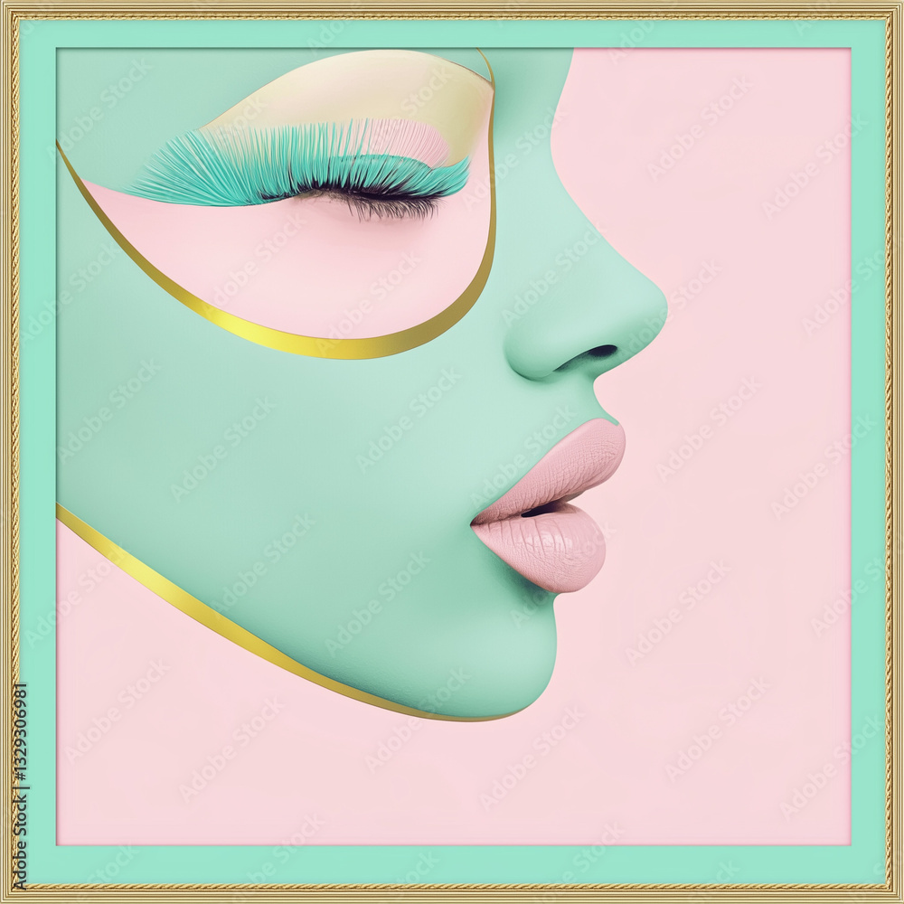 Futuristic beauty mask concept with pastel tones Futuristic beauty mask concept with pastel tones